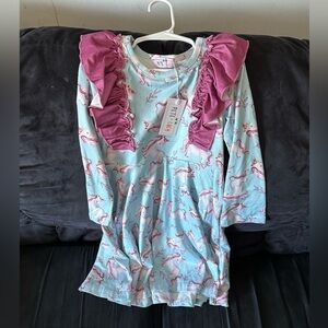 Kids Unicorn Dress with Ruffle Sleeves